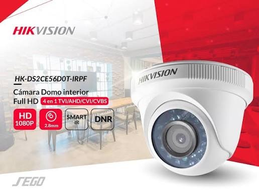 CAMARA HIKVISION DOMO HK-DS2CE56D0T-IRPF | FULL HD 1080P | 2MP | IR 10 a 20M. | Lente: 2.8mm | Cubierta plástica | Alimentación: 12Vdc | Consumo: 4 Watt. (SERIE: FY3238517 FY3238505)