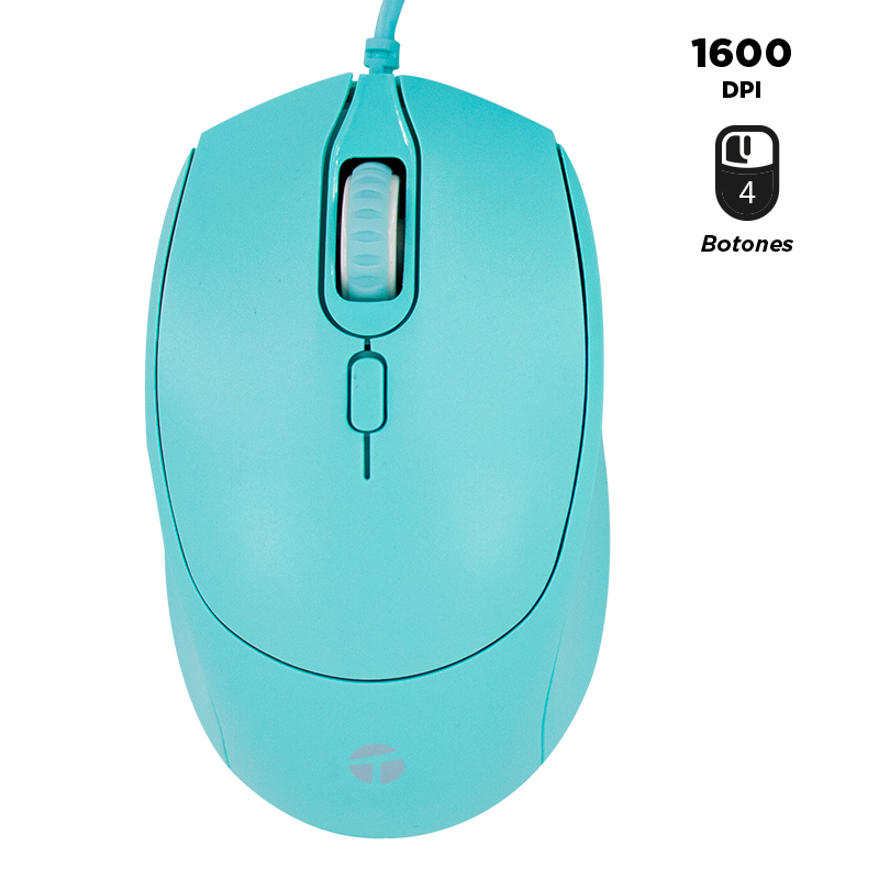 MOUSE OPTICO  TEROS TE-1227S, 800-1200-1600 DPI, USB, 4 BOTONES, VERDE