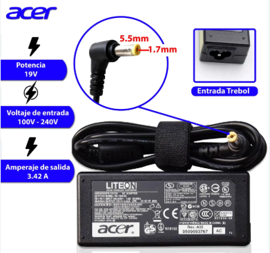 CARGADOR PARA LAPTOP ACER PUNTA AMARILLA 