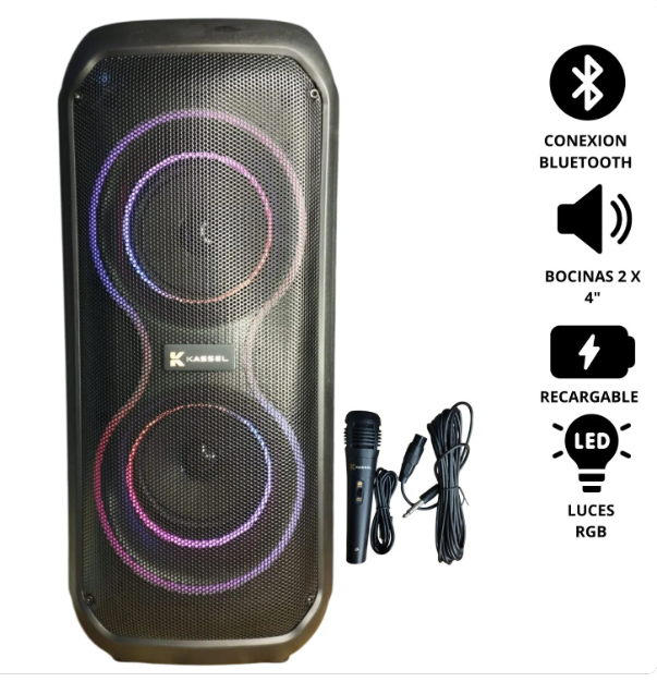 PARLANTE KASSEL K2410 LED MIC WIRELESS
