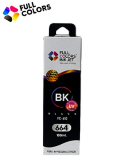 TINTA FULL COLORS 664 PARA EPSON 100ML NEGRO