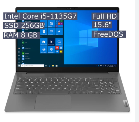 LAPTOP LENOVO V15 G2ITL CORE I5 1135G7 RAM 8GB SSD 256GB M.2 PANTALLA 15.6 FHD WINDOWS 11