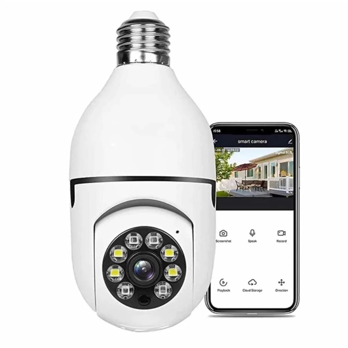 CAMARA ENCHUFE WIFI ROTACIÓN 360° V380 A COLORES DÍA Y NOCHE
