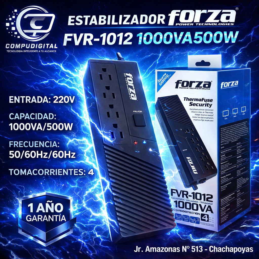 ESTABILIZADOR FORZA FVR - 1012 1000VA  4 SALIDAS