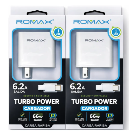 CARGADOR ROMAX TIPO C 66W 6.2 A